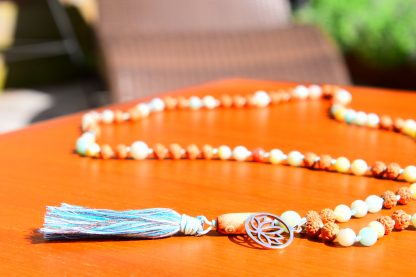 Mala Amozeniet, Rudraksha, Been, Nepalese Zilveren Lotus Bedel - Afbeelding 2